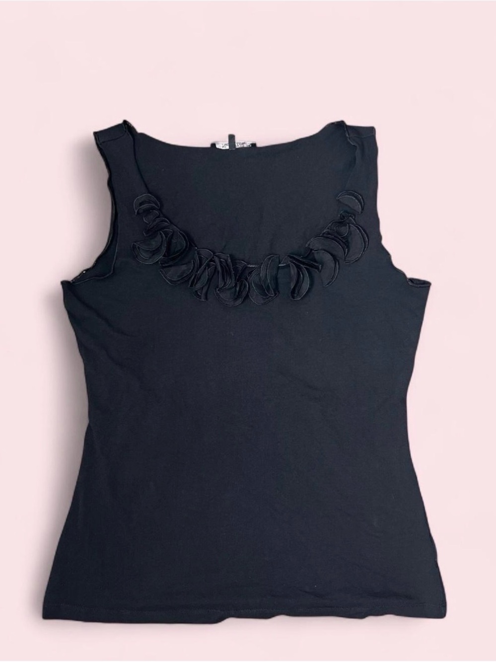 NIC+ZOE Black Sleeveless Tank with Rosette Trim